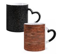 LYHVSFJW Tazza da caffè - Tazza da caffè in ceramica con motivo muro di mattoni rossi, tazza da caffè in vetro che cambia calore, tazza da tè personalizzata, tazza a sublimazione per bevande calde e