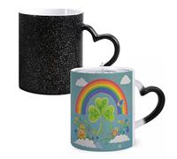 LYHVSFJW Tazza da caffè - Tazza da caffè in ceramica con trifoglio arcobaleno che cambia il calore, tazza da tè personalizzata, 325 ml, tazza a sublimazione per bevande calde e fredde, casa, ufficio