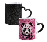 LYHVSFJW Tazza da caffè - Tazza da caffè in ceramica di cotone rosa con panda che cambia il calore, tazza da tè personalizzata, tazza da tè a sublimazione per bevande calde e fredde, casa, ufficio
