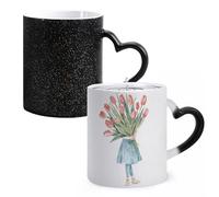 LYHVSFJW Tazza da caffè - Un grande bouquet di tulipani tazza da caffè in ceramica che cambia il calore, tazza da tè personalizzata, 325 ml, tazza a sublimazione per bevande calde e fredde, casa