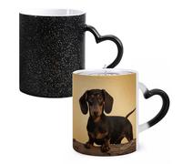 LYHVSFJW Tazza da caffè - Una simpatica tazza da caffè in ceramica con bassotto che cambia il calore, tazza da tè personalizzata, 325 ml, tazza a sublimazione per bevande calde e fredde, casa, ufficio