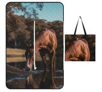 LYHVSFJW The Horse is Drinking Water - Tappetino da picnic convertibile con cerniera, extra large, impermeabile e isolante, con design a borsa, pieghevole, per campeggio, spiaggia, parco, 150 x 100 cm