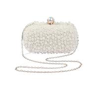 LYHYDMA Borsetta di perle Donne eleganti bianco beige lusso cristalli speciali con perline pochette da sera perla borsa da festa di nozze in rilievo(1066beige)