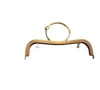 LYHYDMA Chiusura per Pochette 22 Centimetri Grande Anello di Metallo Borsa Telaio Maniglia Pochette Accessori Fai da Te Bacio Chiusura Blocco Bronzo Goffratura Borsa a Forma di M(Light Gold)