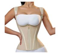 LYHYDMA Pancera post parto Top modellante con cerniera e cintura addominale con 15 ossa in rete altamente elastica(Beige,S)