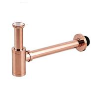 LYHYDMA Sifone di Lavabo Corpo in Ottone Scarico for lavabo Collegamento a Parete Impianto Idraulico Sifoni a P Tubo di Lavaggio Sifone for lavabo da Bagno Nero/Oro Spazzolato/Cromo.(Rose Gold)