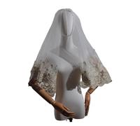 LYHYDMA Velo da Sposa Velo da Sposa Corto con Bordo in Pizzo Dorato e Tulle, Accessori for Donna, 75 cm, Pettine a 2 Strati