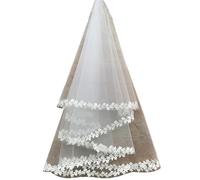 LYHYDMA Velo Sposa Velo Da Sposa Cattedrale 10 Colori Bianco Rosa Viola Nero Avorio Bordo In Pizzo(Ivory,300cm)