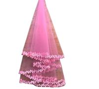 LYHYDMA Velo Sposa Velo Da Sposa Cattedrale 10 Colori Bianco Rosa Viola Nero Avorio Bordo In Pizzo(Pink,100cm)