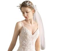 LYHYDMA Velo Sposa Velo Da Sposa Corto Semplice Addio Al Nubilato Con Copricapo Corona Di Fiori Festa Nozze Nuziale