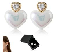 LYITZW 1 Pair Orecchini, Cuore Iridescente con Scatola Gioielli, Regalo per San Valentino, Festa della Mamma, Ins Stile Dolce