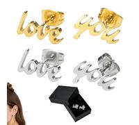 LYITZW 2 Paia Orecchini, Love You Asimmetrici, Orecchini Lettere, Regalo per Coppie, Regalo per San Valentino, Regalo per la Festa della Mamma, con Scatola Gioielli