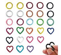 Lyivisk 27 mini anelli portachiavi rotondi a forma di cuore colorati in diversi colori con moschettone colorati per portachiavi, zaini, fai da te, artigianato, moschettoni, rotondi, 27 pezzi