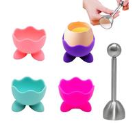 Lyivisk Set di 4 Portauova Divertenti con 1 Apriuova in Acciaio Inossidabile - Portauova per Bambini - per Uova Sode, alla Coque E Brunch