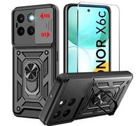 LYJERRY Custodia protettiva per HONOR X6C Custodia per telefono con cursore per la copertura della fotocamera, armatura completa a 360 gradi, custodia protettiva resistente ad anello con supporto ad