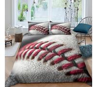 LYJSMDAAA Baseball stitch detailcopripiumino morbida microfibra 3 Pezzi stampa 3D con cerniera Vintage sports Set Di Copripiumino con federa soffice morbida for adolescenti Single（140x200cm）