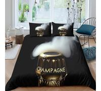 LYJSMDAAA Champagne celebrationSet Di Copripiumino morbida microfibra 3 pezzi motivo 3D con cerniera Luxury festive copripiumino incluso federe aiosa ultra morbido for ragazze Single（140x200cm）