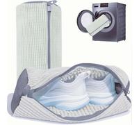 LYKEJI 2 sacchetti riutilizzabili per scarpe con chiusura lampo YKK, sacchetti per lavare le scarpe e asciugatrici a 360°, colore bianco