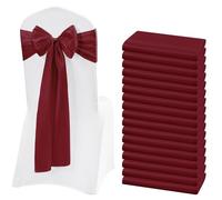 Lykoow 60 fasce decorative per sedie, in raso bordeaux, con fiocco, per matrimoni, ricevimenti, feste, hotel, casa, cucina (bordeaux, 18 x 274 cm)