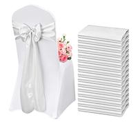 Lykoow Fasce per sedia in raso argento, 60 pezzi, con fiocco, decorative, per matrimoni, ricevimenti, feste, hotel, casa, cucina (argento, 18 x 274 cm)