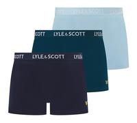 Lyle & Scott Barclay - Boxer da uomo in cotone, confezione da 3, comodo tessuto elasticizzato con cintura di marca, Blu chambray/blu marinaio/pavone, M