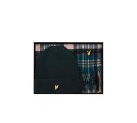 Lyle & Scott Set regalo con sciarpa a quadri in misto lana d'agnello e berretto in acrilico a coste, Argyle Teal, Taglia unica