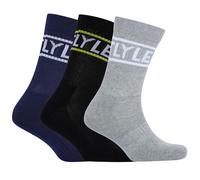 Lyle & Scott Calzini sportivi da uomo, confezione da 3, Nero/Grigio Marl/Peacoat, Taglia unica