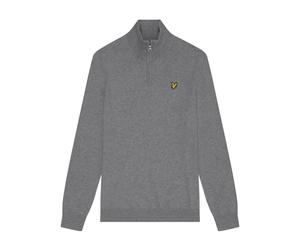 Lyle & Scott - Maglione con Zip Corta in Cotone Merino - - Knitwear - Uomo - Grigio - M