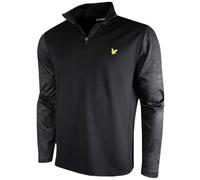 Lyle & Scott Maglione da golf da uomo 2025 con stampa Contour Midlayer con zip a un quarto, Z865 Jet Black, M