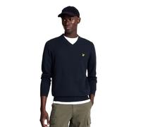 Lyle & Scott Maglione da uomo in cotone merino con scollo a V, Blu navy scuro, S