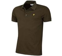 Lyle & Scott Polo da golf da uomo, tinta unita, elasticizzata, con 3 bottoni, organica, Oliva, M