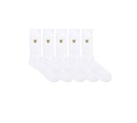 Lyle & Scott Uomo Confezione Da 5 Paia Di Calzini Sportivi Camdyn Premium, White, One Size