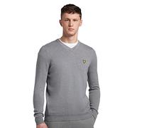Lyle & Scott Uomo Maglia con Scollo A V in Cotone Merino Grigio Medio mélange L