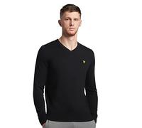 Lyle & Scott Uomo Maglia con Scollo A V in Cotone Merino Nero Corvino M