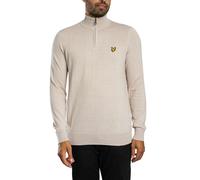 Lyle & Scott Uomo Maglia in cotone merino con cerniera a un quarto, Beige