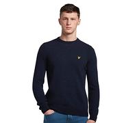 Lyle & Scott Uomo Maglione Girocollo in Misto Lana d'Agnello Blu Navy Scuro mélange S