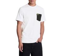 Lyle & Scott Uomo T-Shirt con Tasca A Contrasto Bianco/Nero Corvino L