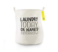 LYLEQ, Cesto portabiancheria Pieghevole in Cotone e Lino, Impermeabile, per riporre i Vestiti sporchi, Laundry Today Or Naked Tomorrow!, 40 * 50cm