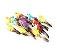 Lylithuif Artificial Bird Decor 12Pcs Colorful Simulation Foam Birds with Fine Feathers for Garden Plants Home Wedding Decoration Purple Blue Red Yellow Orange Green 12 x 5 cm