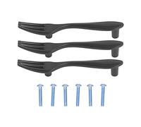 Lylithuif Maniglie per mobili Stoviglie Forma Posate Cassetti Maniglie per guardaroba Armadi Scaffali Materiale in lega di zinco Colore nero 3 set (Forchetta)
