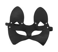 Lylithuif Maschera per gatti in pelle PU Maschera per animali Mezza faccia Maschera regolabile per feste in maschera per Halloween Feste in costume di Natale Materiale in pelle PU 23,5x22 cm