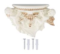 Lylithuif Mensola da parete con angelo in resina, splendida decorazione europea, per camera da letto, soggiorno, mensola da parete, decorazioni per la casa realizzate a mano, ornamento (Oro beige)