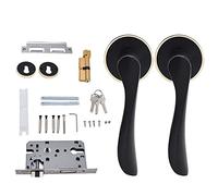 Lylithuif Serratura per porta silenziosa di tipo diviso Maniglia per porta interna per uso domestico in stile europeo con serratura a chiave per camera da letto Bagno Spazio nero Alluminio