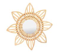 Lylithuif Specchio per il trucco con decorazione artistica innovativa in rattan Specchio retrovisore per il bagno (Modello floreale)