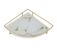 Lylithuif Vassoio portaoggetti da bagno leggero decorativo di lusso con texture dorata triangolo organizer da bagno vassoio per sapone, asciugamani, tovaglioli di carta, gioielli, trucco, (Bianca)