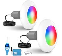 LyLmLe Faro Piscina LED con Filettatura Esterna 2", 15W Proiettore Piscina RGB Multicolore con Controller, Ø190mm, 12V AC Lampada per Piscinas Prefabbricate Vetroresina Fuori Terra Acciaio, Set 2