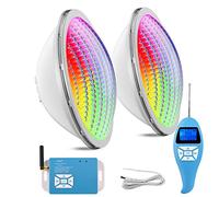 LyLmLe Led Piscina PAR56,20W Luce per Piscina Sincronizzatore RGB Esterno + Telecomando,Multicolore Subacquea a LED Illuminazione Impermeabile IP68,12V AC(2 lampada)