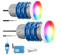 LyLmLe Mini Proiettore Piscina LED con Filettatura 1" 1/2, 6W Lampade Piscina RGB Multicolore con Telecomando Controllore, Ø49mm, 12V AC IP68 Impermeabile Luci per Piscinas Cemento SPA Gradini, Set 2