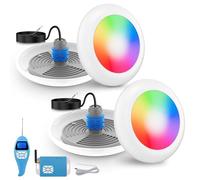 LyLmLe Proiettore Piscina LED con Filettatura 1" 1/2, 25W Lampade Piscina RGB Multicolore con Telecomando Controllore, Ø242mm, 12V AC IP68 Impermeabile Subacquee Luci per Piscine Cemento, Set 2