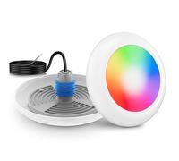 LyLmLe Proiettore Piscina LED con Filettatura 1" 1/2, 25W Lampade Piscina RGB Multicolore Controllo Sincrono, Ø242mm, 12V AC IP68 Impermeabile Subacquee Luci per Piscinas Cemento, Singola Luce